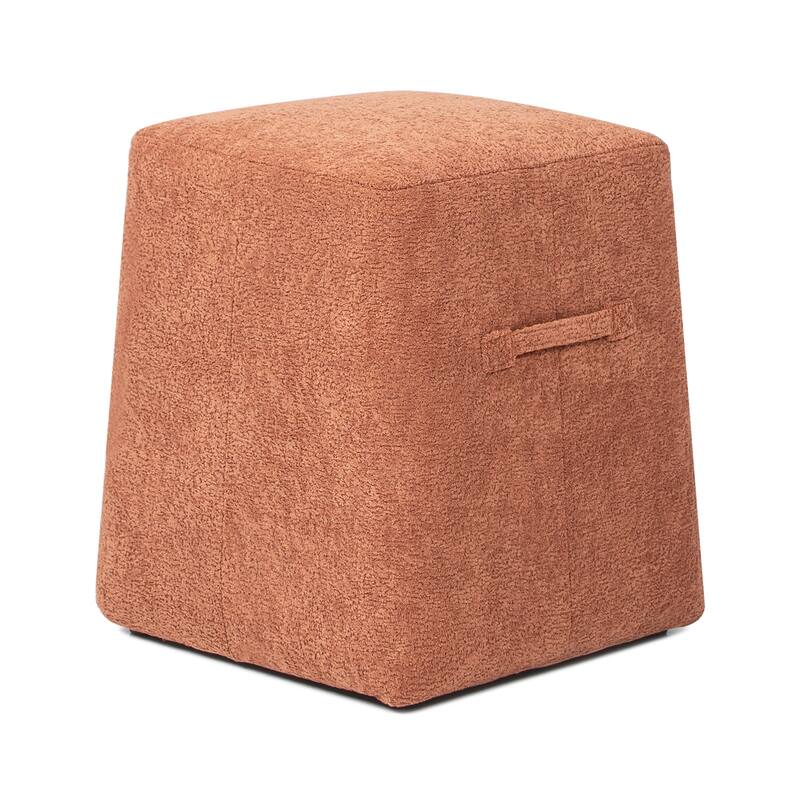 Oliver 16" Tapered Square Fleeced Teddy Boucle Upholstered Ottoman