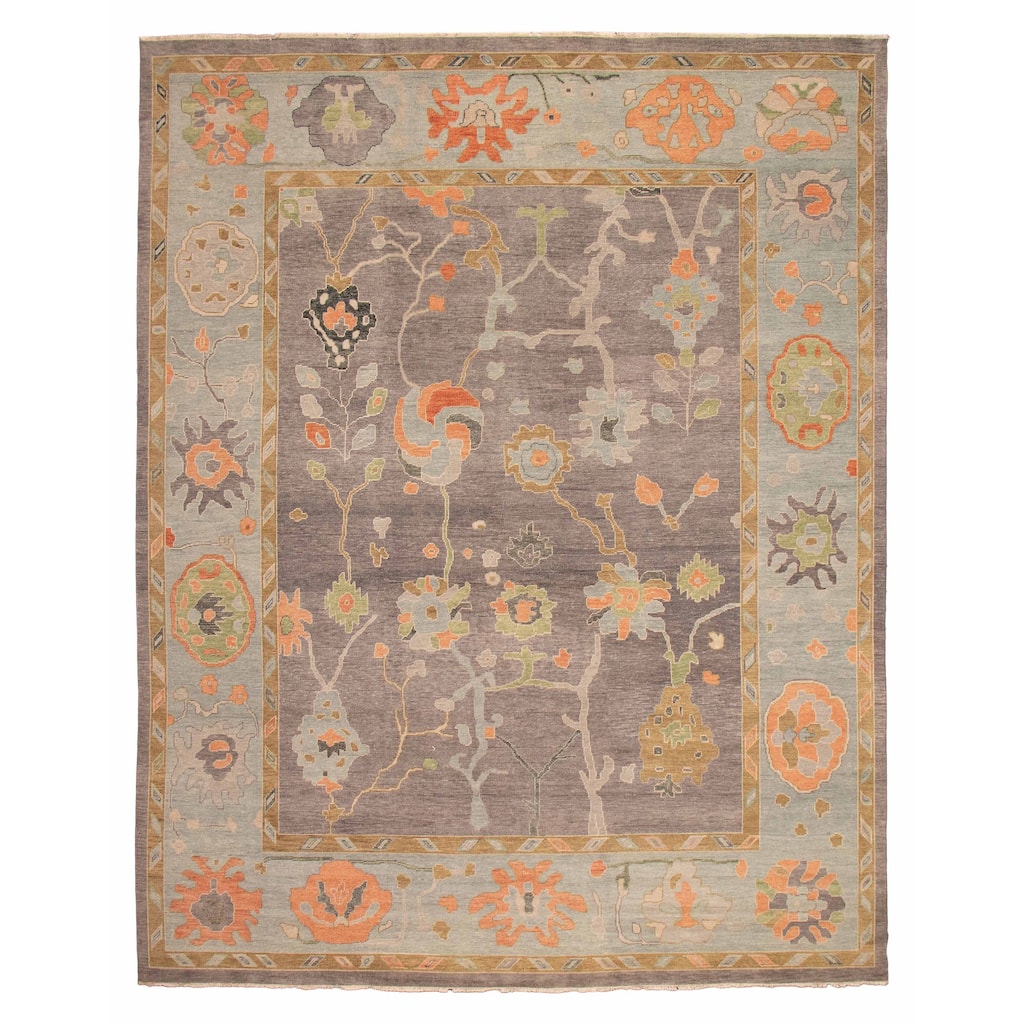ECARPETGALLERY Hand-knotted Modern Oushak Grey Wool Rug - 11'10 x 14'10