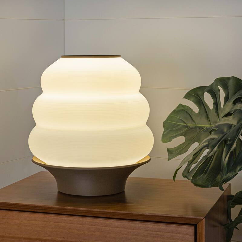 Honey Pot 12" Minimalist Classic Plant-Based PLA 3D Printed Dimmable LED Table Lamp, by JONATHAN Y