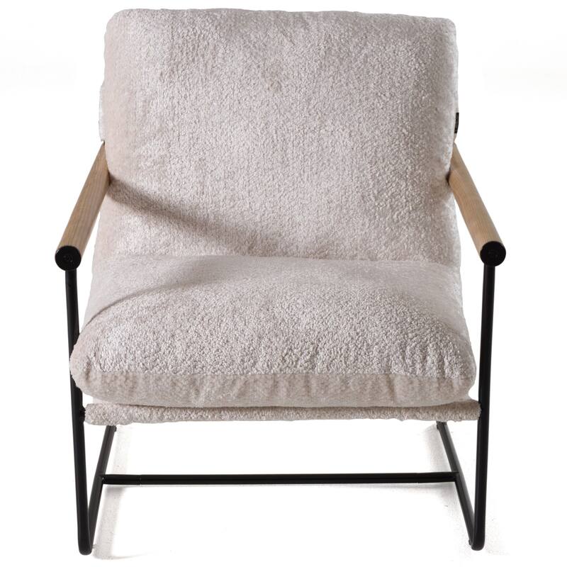 Modrest Moorcroft Modern Beige Fabric Accent Chair