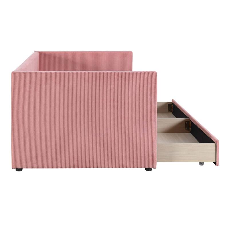 Twin Size Corduroy Daybed with 2 Drawers