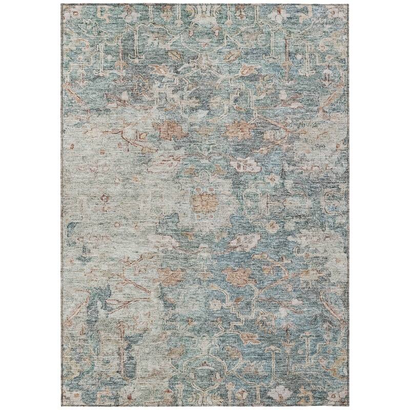 Machine Washable Indoor/ Outdoor Chantille Distressed Traditional Rug