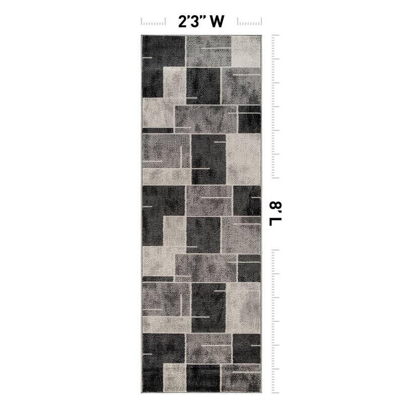 Modern Linear Area Rug for Living Room, Bedroom, or Entryway - Low Pile Indoor Rug