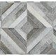 preview thumbnail 7 of 8, Hairon Genuine Leather Geometric Stripe Design Ivory and Gray Rug