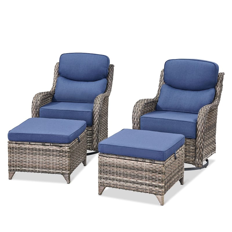 Outdoor Swivel Chairs with 6-Inch Thick Cushions for Garden