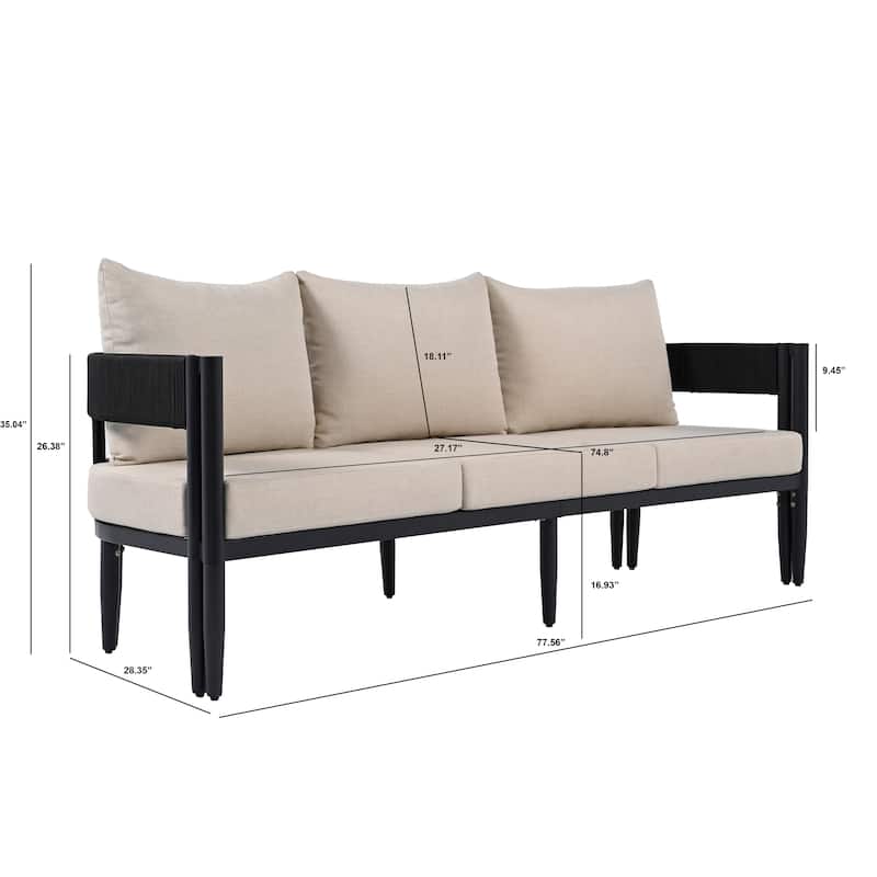 SAFAVIEH Outdoor Living Viola 3 Seater Sofa - 78"W x 28"D x 26"H