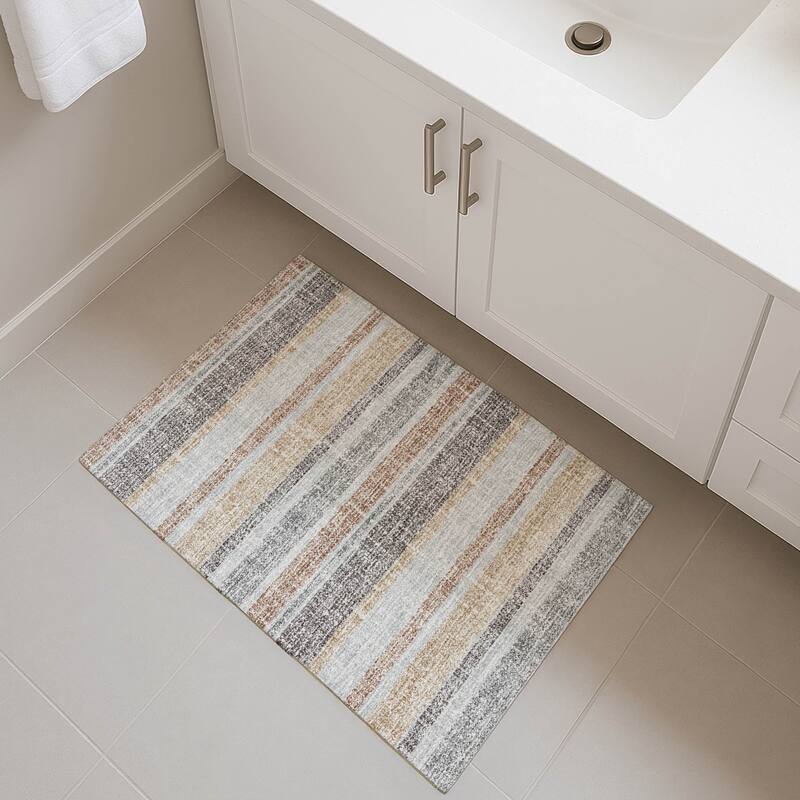 Premium Washable Super Soft Vintage Stripe Mayfield Rug - Gray - 1'8" x 2'6"