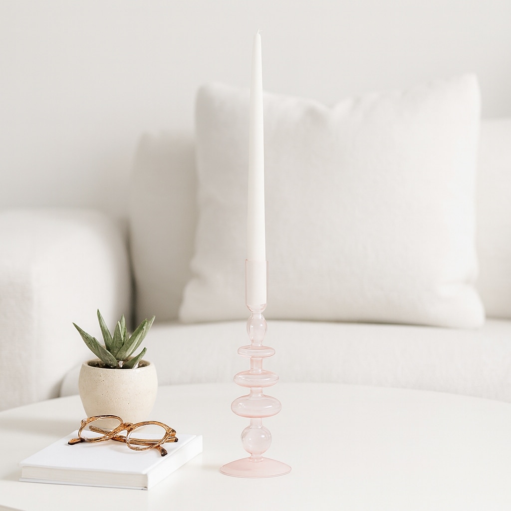 Modern Bubble Glass Candle Holder with Rounded Accent Base