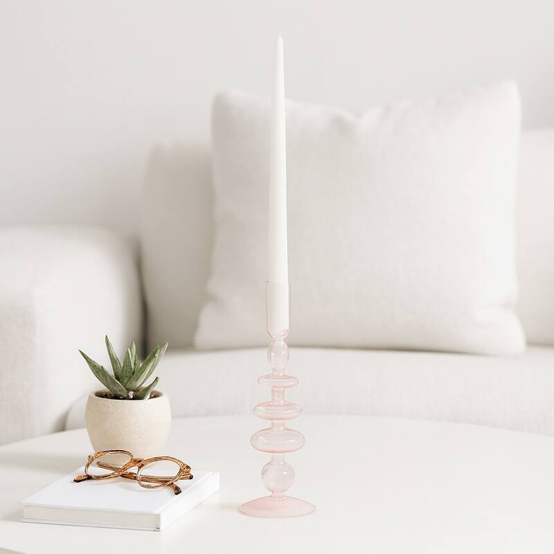 Sculptural Glass Candle Holder with Rounded Accent Base - Modern Tabletop Candle Holder for Any Room