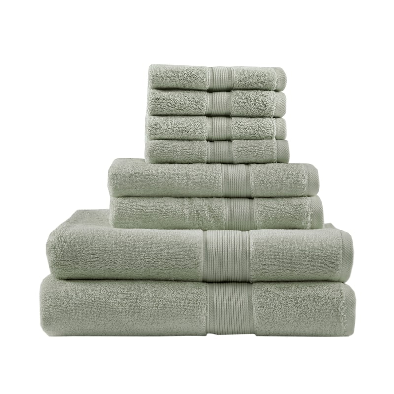 Madison Park Signature 800GSM Ultra-Soft 100% Cotton Absorbent Towel Set - 8-Piece - Sage Green