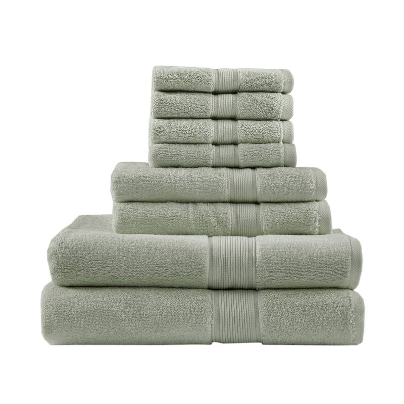 Madison Park Signature Cotton 8-piece Antimicrobial Towel Set - Sage Green