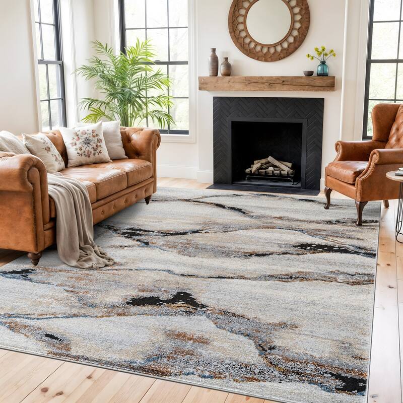 Transitional Horizon Area Rug for Living Room, Bedroom, or Entryway - Family Friendly and Easy to Maintain - 7' 10" x 10'