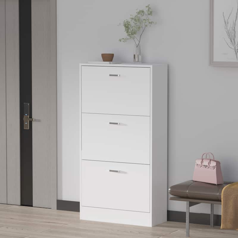 3-Tier Shoes Cabinet - White
