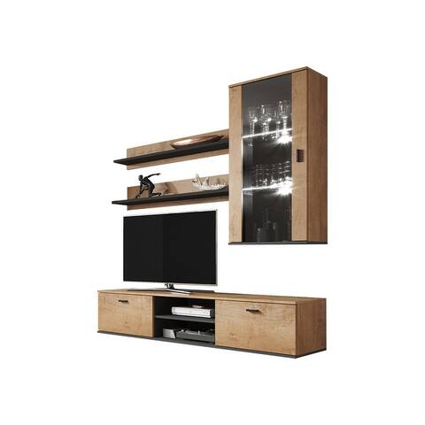 Soho 5 Modern Wall Unit Entertainment Center with 16 Color LED Lights
