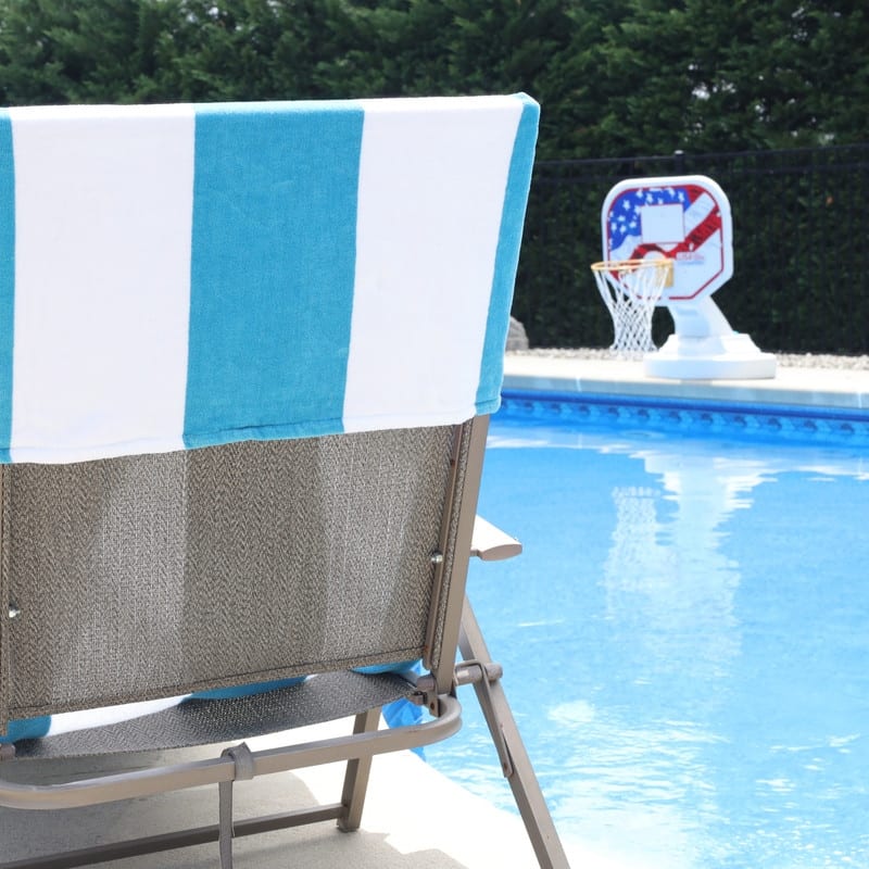 100% Cotton Cabana‑Stripe Lounge Chair Cover Terry Towel with Fitted Pocket & Back Flap Set of 2
