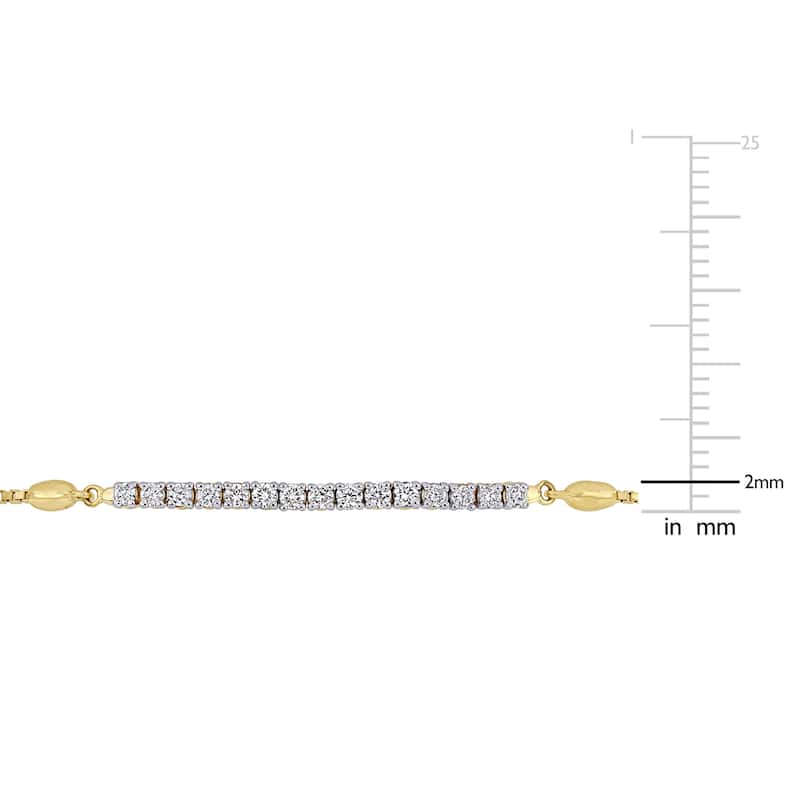 Miadora 14k Yellow Gold 1/3ct TDW Diamond Adjustable Bolo Bar Station Tennis Bracelet