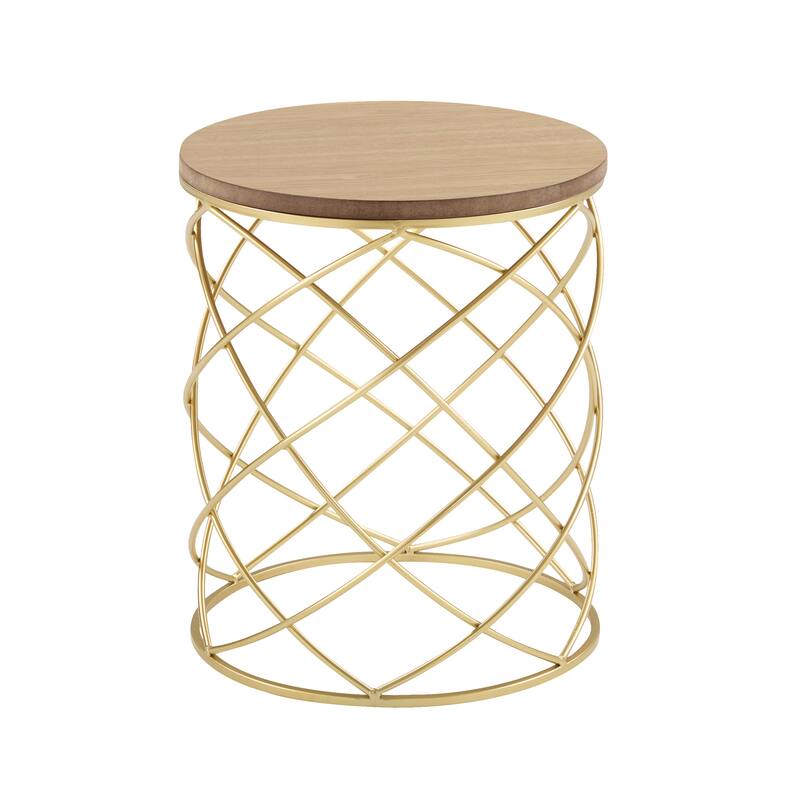Christopher Knight Home - Elista Modern Golden Side Table with MDF Top and Interlocking Metal Frame