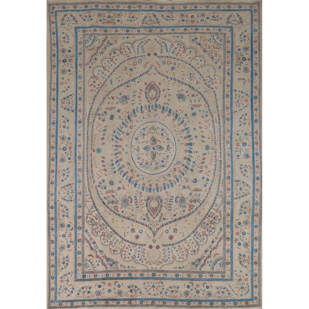 Tabriz Persian Area Rug Hand-Knotted Dining Room Wool Carpet - 7'9"x 11'2"