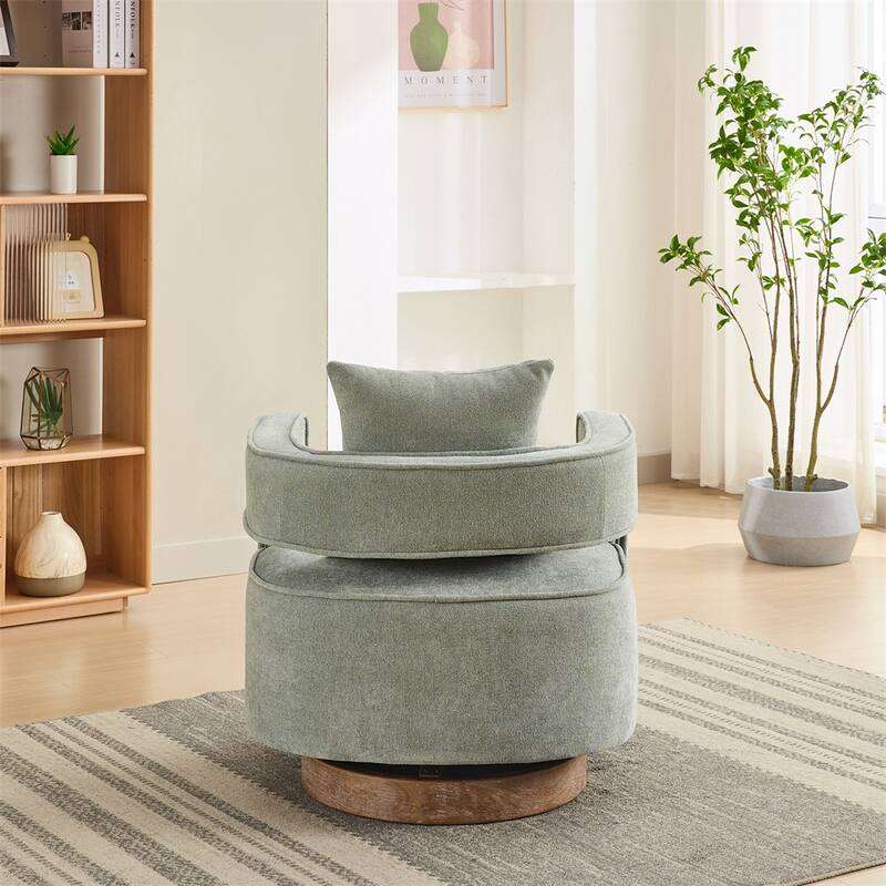 29.1" Swivel Accent Chair with Weathered Wood Base
