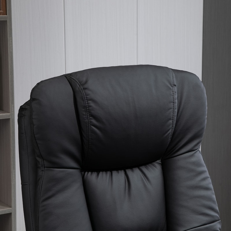 PU Leather Swivel Recliner Chair with Ottoman and Steel Base - 31.5" W x 34.75" D x 44.5" H