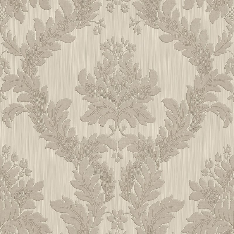 Galerie Wallcoverings Ornamenta 2 Embossed Classic Damask Vinyl Matte Wallpaper Roll - 33 feet x 21 inches - Beige/Greige