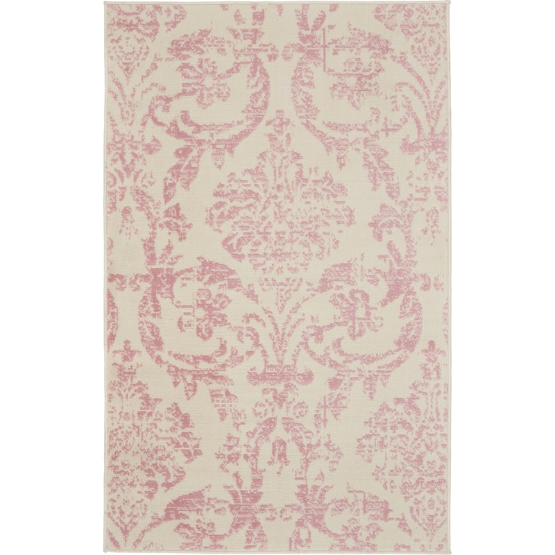 Nourison Jane Farmhouse Vintage Indoor only Damask Area Rug - 3' x 5' - Ivory/Pink