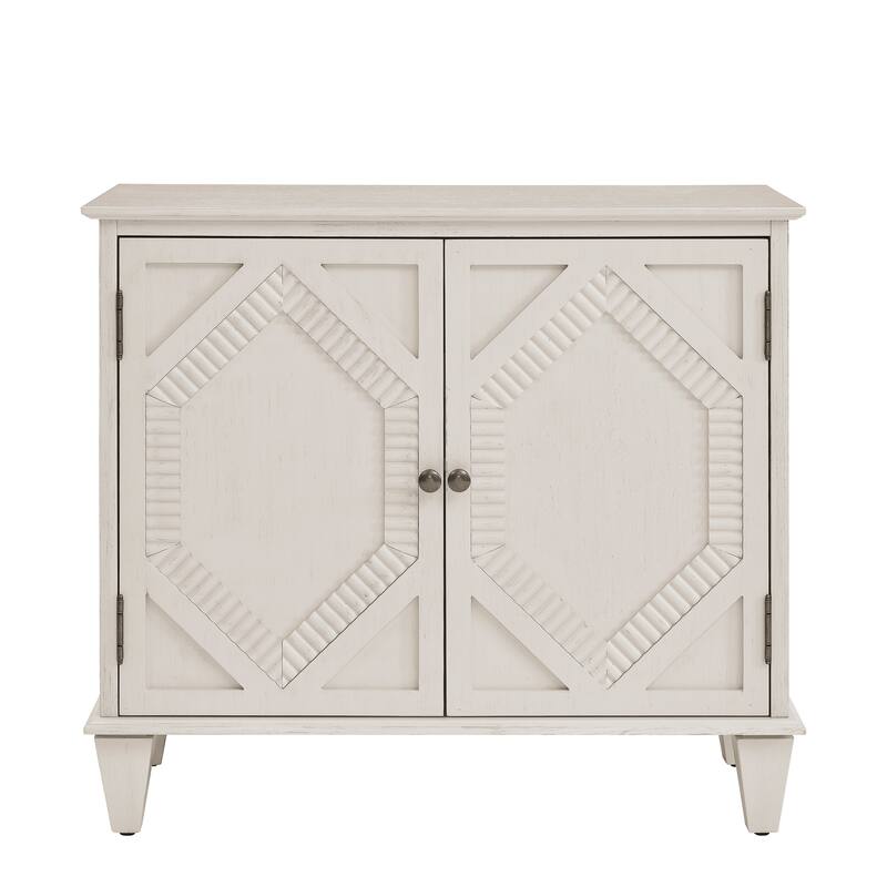 Rustic TV Stand Antique White Sideboard Side Cabinet with Handles, Buffet Server Cabinet Floor Cabinet Coffee Cabinet
