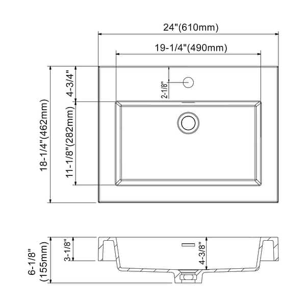 dimension image slide 1 of 15, Dowell 18" FTB Resin Bathroom Vanity Basin