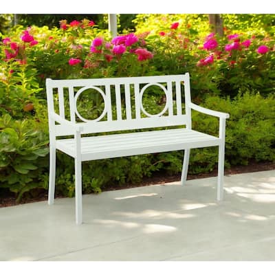 HomeRoots 45" White Metal Garden Patio Bench