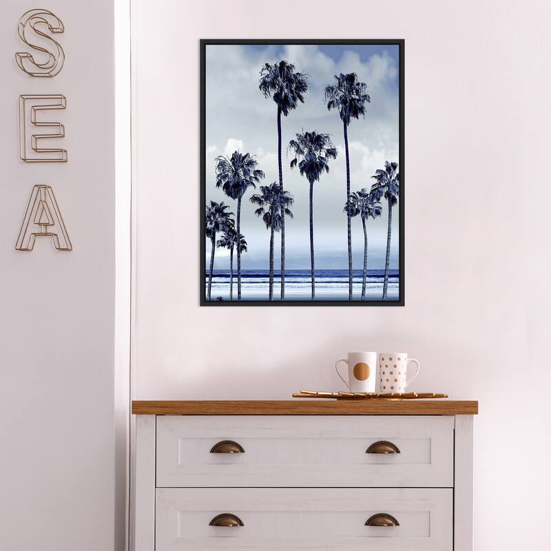 Beach Palms Indigo II by Devon Davis Framed Canvas Art