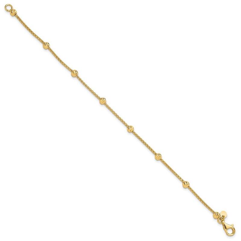 Curata 14k Yellow Gold 7.5" 4mm Textured Bead Popcorn Bracelet