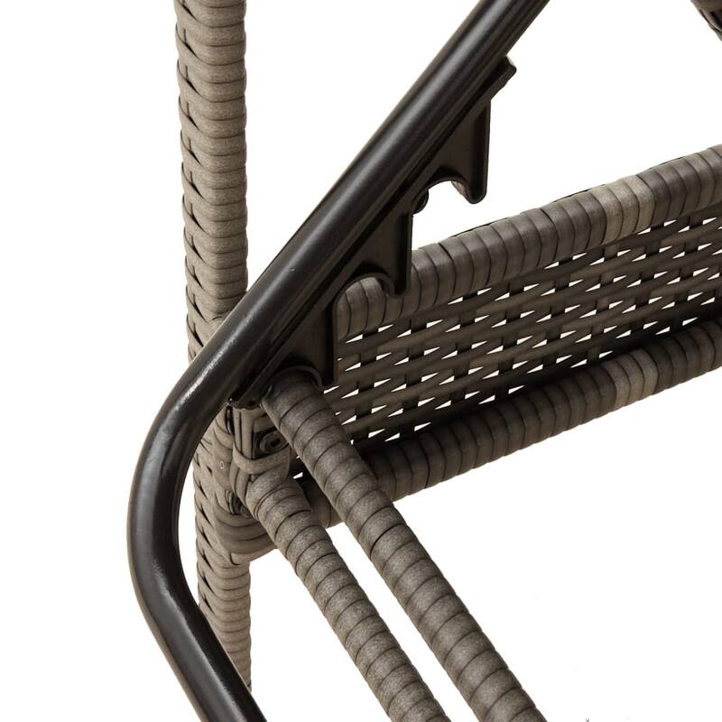 vidaXL Sun Lounger Grey Poly Rattan, Powder-Coated Steel And over - 79.0 x 24.8 x 31.9 in