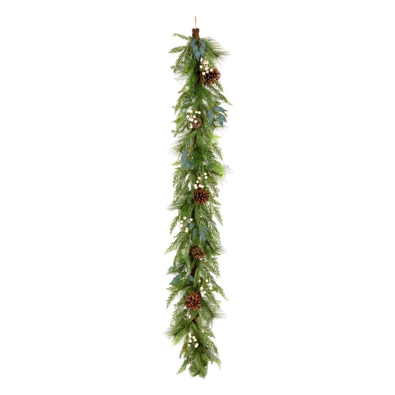 National Tree Company 6 ft. Artificial Inspired by Nature Christmas Garland with White Berries, Pinecones, and Cypress Tips