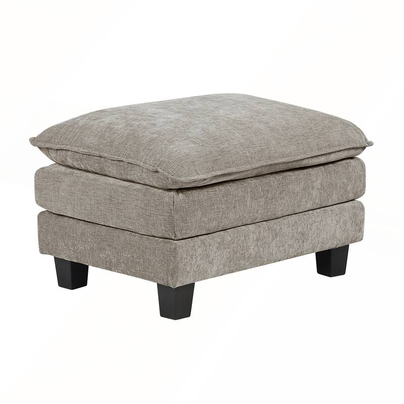Modern Style Ottoman with Chenille Fabric and Durable Plywood Frame for Contemporary Living Rooms