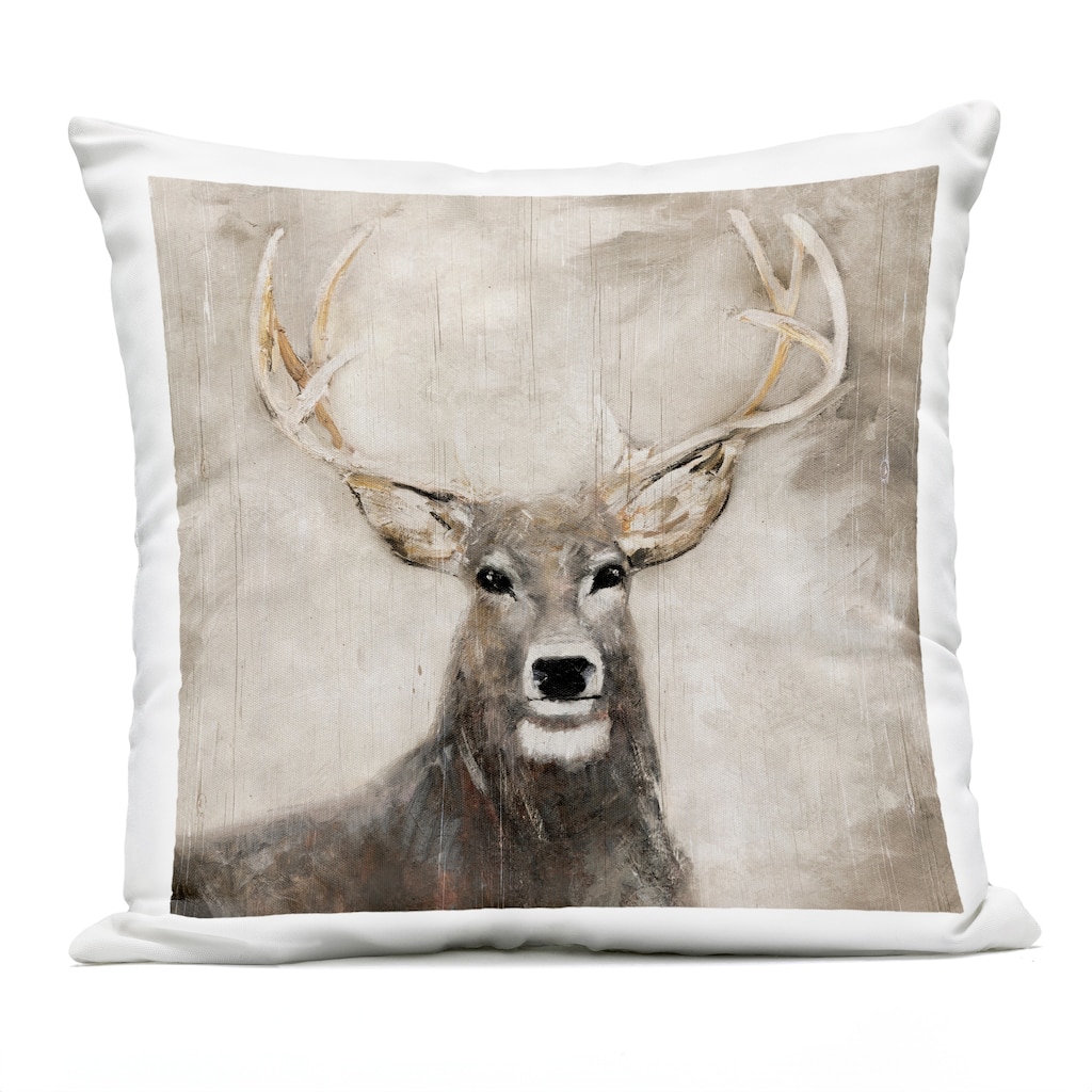 Stupell Gazing Deer in Neutrals Printed Outdoor Throw Pillow Design by Sally Swatland