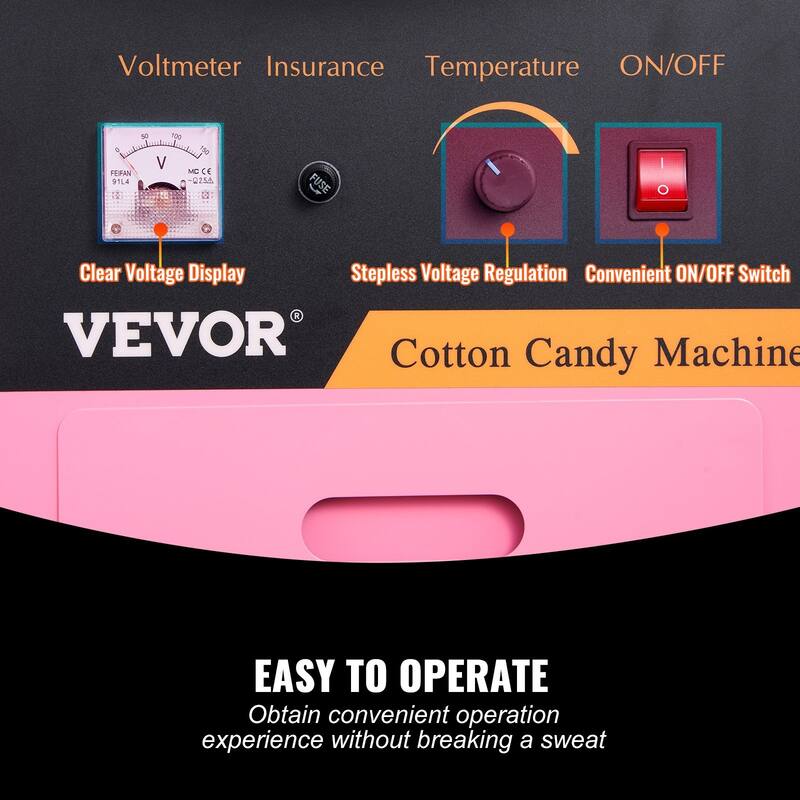 Electric Cotton Candy Machine with Cart, 1000W Commercial Floss Maker with Stainless Steel Bowl
