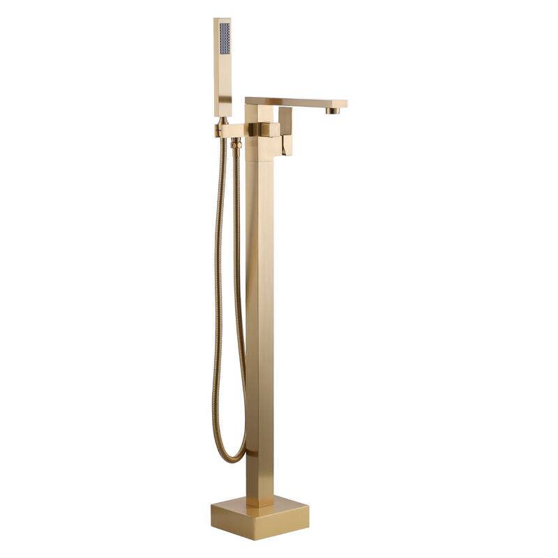 WOWOW Single-Handle Freestanding Tub Faucet with Handheld Shower - Gold