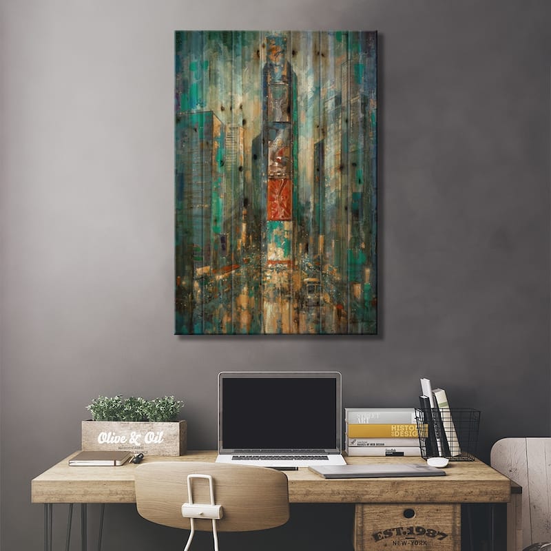 City Of Lights Print On Wood by Ruane Manning - Multi-Color