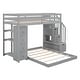 preview thumbnail 9 of 30, Twin Over Full Bunk Bed with 3-Layer Shelves, Drawers, Storage Stairs, Space-Saving, Multi-Functional Design, Grey