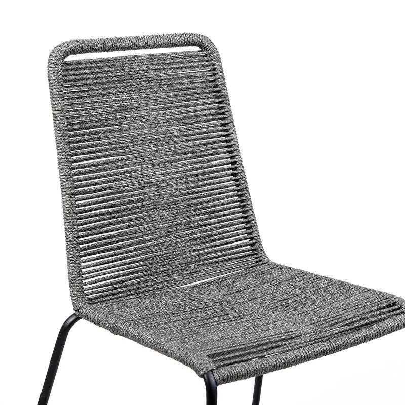 Shasta Metal and Rope Outdoor Patio Stackable Dining Chairs - Set of 2