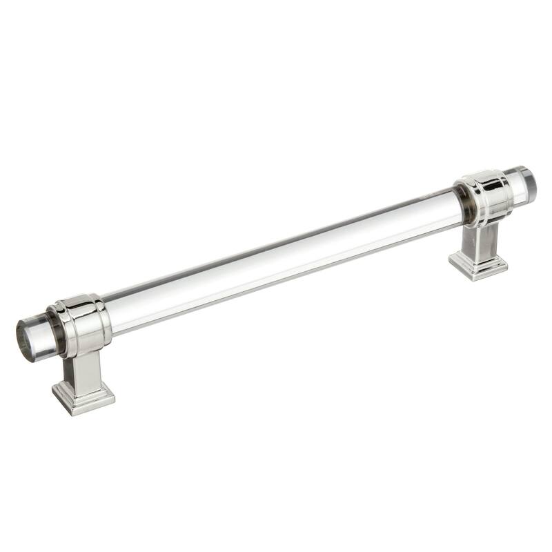 Amerock Glacio Cabinet Door and Drawer Pull - 6-5/16 in (160 mm) Center-to-Center - Clear/Polished Nickel