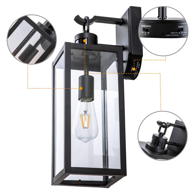 C Cattleya 1-Light Motion Sensor Dusk to Dawn Outdoor Wall Light Sconce with Adjustable Sensitivity and Timer