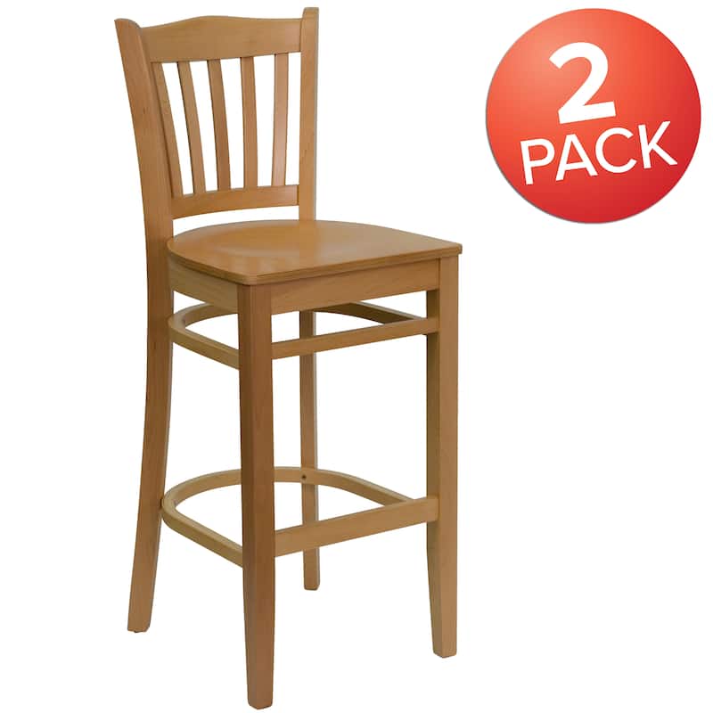 2Pk Vertical Slat Back Wood Restaurant Barstool - Hospitality Seating