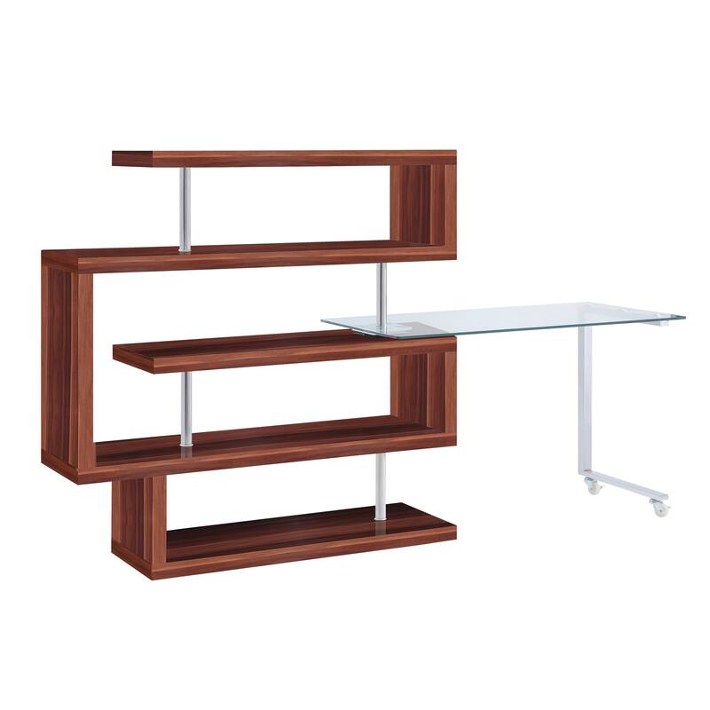 Chrome High Gloss Finish Writing Desk with Shelf
