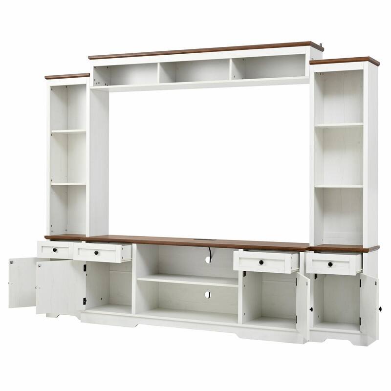 98.8" Wide Wall Unit Entertainment Center with Bookshelves for TVs up to 80"