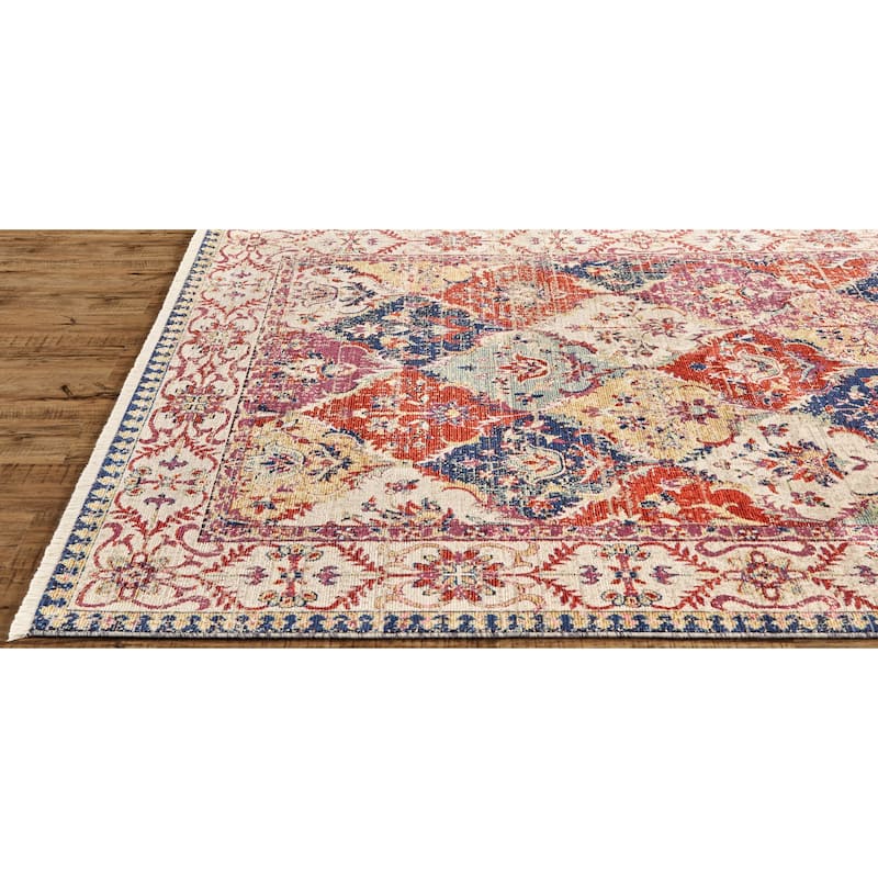 Tessina Distressed Ornamental Rug, Rust/Red, Area Rug