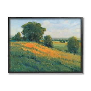 Stupell Green Rolling Hills Blue Poppy Fields Landscapes Framed Wall ...
