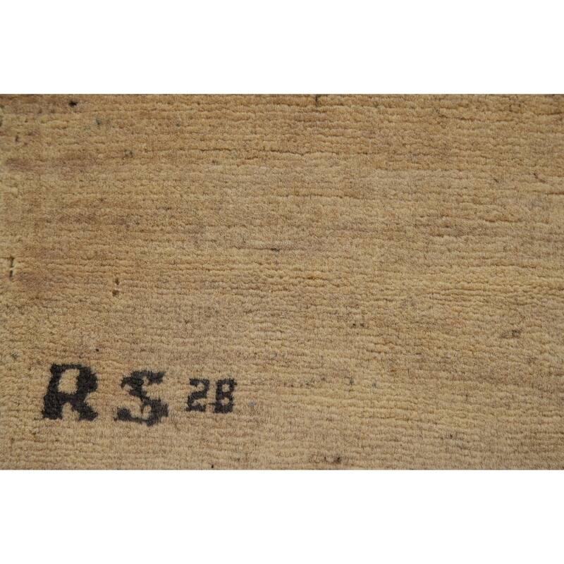 Beige Modern Gabbeh Oriental Runner Rug Handmade Wool Carpet - 2'9"x 8'1"