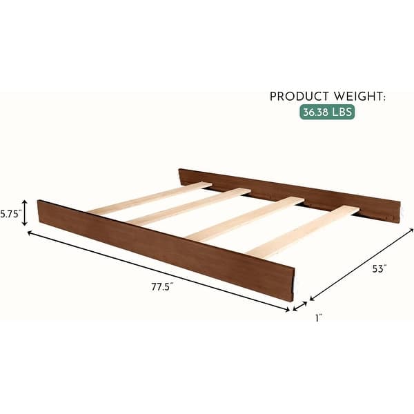 Evolur Convertible Crib Wooden Full Size Bed Rail in Walnut