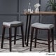 preview thumbnail 16 of 18, Kimi Contemporary Upholstered Saddle Barstool with Nailhead Trim (Set of 2) by Christopher Knight Home